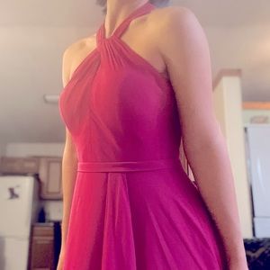 Pink prom homecoming dress long Flowey